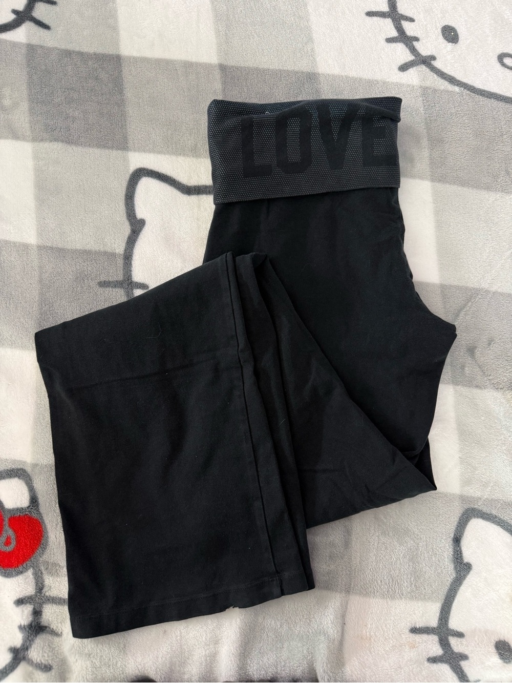 Vintage Victoria's Secret PINK black foldover lflare leggings Size S love pink